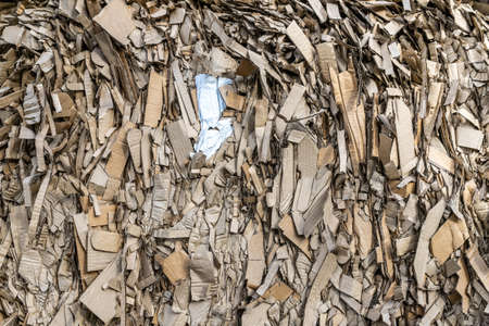 A lot of pressed waste paper ready for recycling background.の写真素材