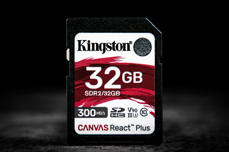 Kingston SD hc flash card uhs 2 on black background. Almaty, Kazakhstan - January 13, 2022