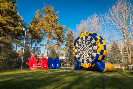 Sports ground prepared for sports team building games.の写真素材