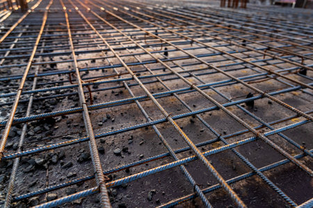 Reinforcement cage for Swedish slab type foundation.の写真素材