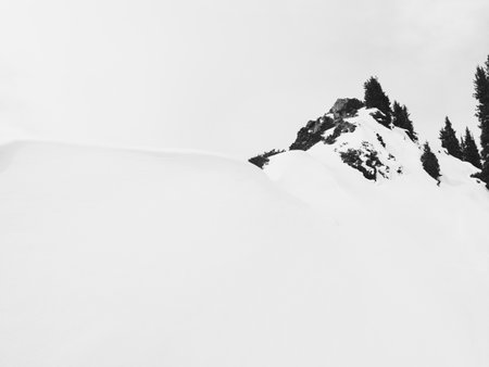 Artistic graphic minimalistic winter mountain black and white landscape in the mountains of Central Asia, copy spaceの写真素材