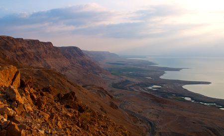 Dead Sea hills sunriseの写真素材