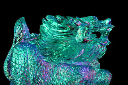 FROZEN: Ice Lion, isolated over blackの写真素材