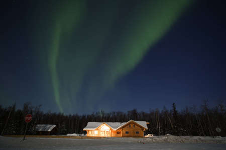 Aurora Borealis display over southcentral Alaska, March 2012の写真素材
