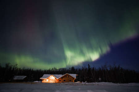 Great northern lights display over Alaska, march 2012の写真素材