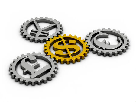 Gold Dollar rotates the gears of other currenciesの写真素材