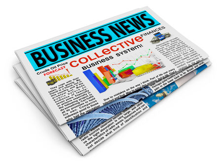 Newspaper with business news on a white backgroundの写真素材