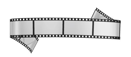 twisted blank film for a camera on a white backgroundの写真素材