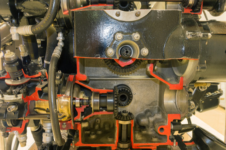 detailed exposition of the old piston aircraft engineの写真素材