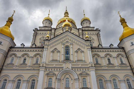 monastery in the town of Pochaev on the sky backgroundの写真素材
