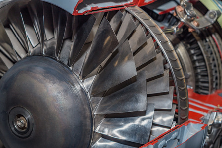 Detailed exposure of a turbo jet engine.の写真素材