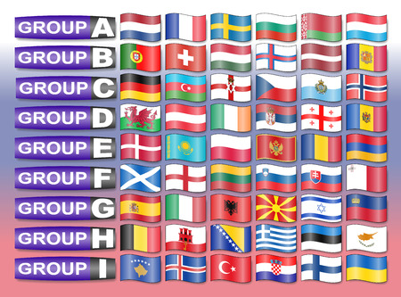 Flags of the European qualification group  footballのイラスト素材