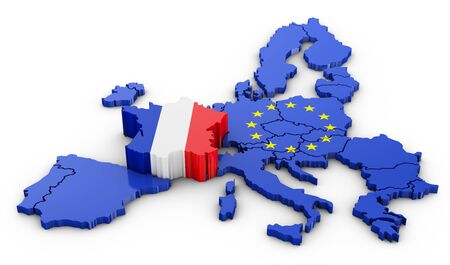 Volumetric map of the France and the EU. 3d rendering.の写真素材