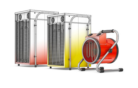 Industrial heat fans on a white background. 3d rendering.の写真素材