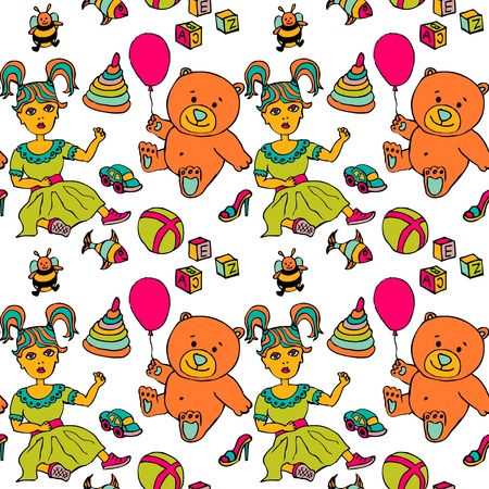  bear, doll, play, toys ogangeのイラスト素材