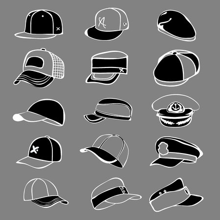 cap set isolated on hat icon vector baseball rapのイラスト素材