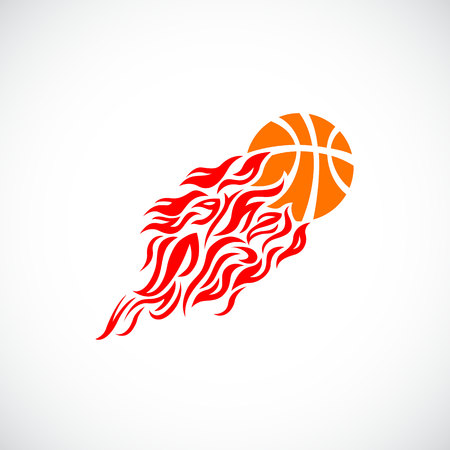 vector flame fire ball basketball symbol iconのイラスト素材
