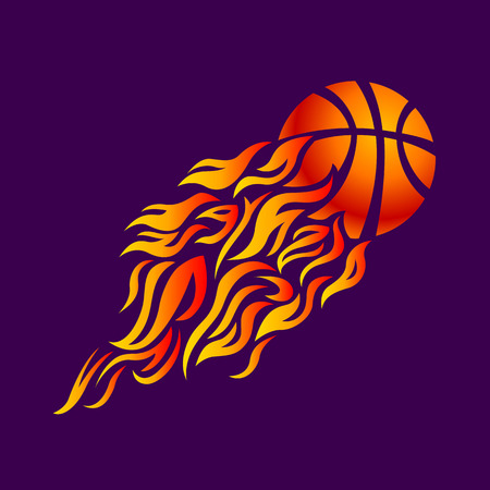 vector flame fire ball basketball symbol iconのイラスト素材