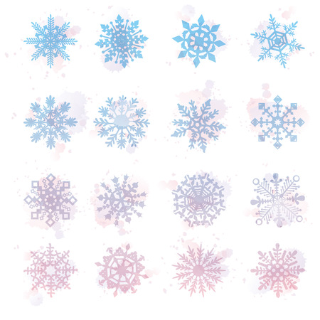 Watercolor snowflakes star symbol graphic crystal frozen decorationのイラスト素材