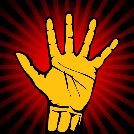Hand print danger retro vector yellow art background signのイラスト素材