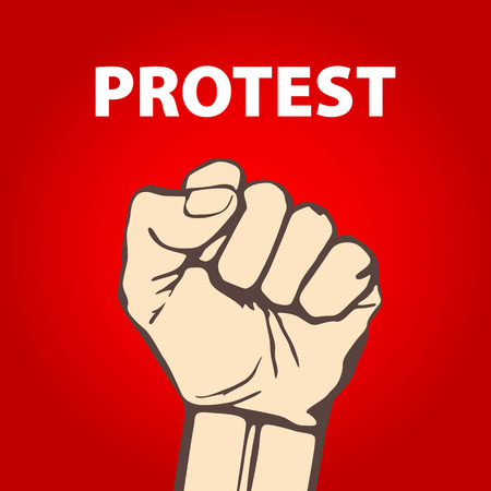 clenched fist held in protest vector illustration. art freedomのイラスト素材