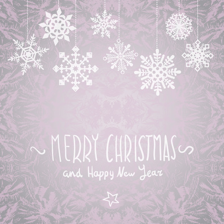 Merry christmas card with snowflakes, vector illustration artのイラスト素材