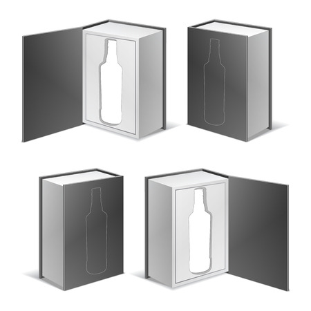 packing box for bottle set icons vector illustration isolated on white backgroundのイラスト素材