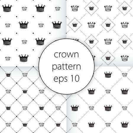 vector icons set on gray Simple seamless vector pattern with crownのイラスト素材