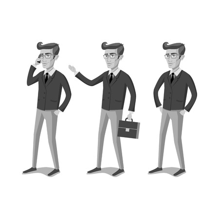 cartoon illustration of a handsome young man with beard artのイラスト素材