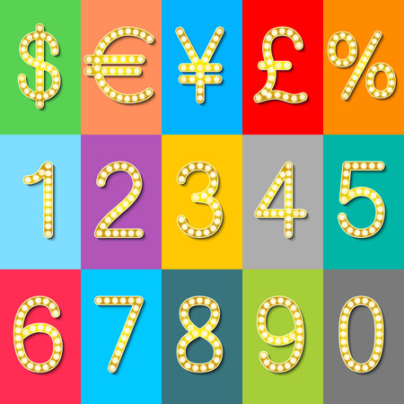 Golden digits and symbols collection - art currencyのイラスト素材