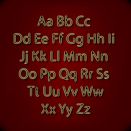 Retro Lightbulb Alphabet Glamorous showtime theatre alphabet. Vector illustration. artのイラスト素材