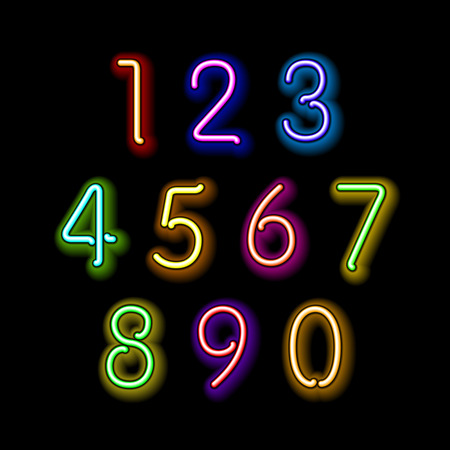 Numerical figures in sparkling neon colors artのイラスト素材