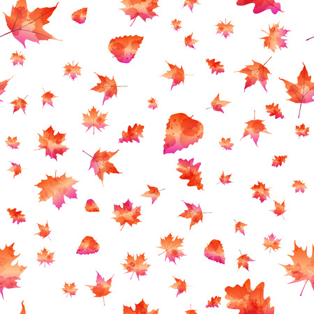 Seamless pattern with colorful autumn leaves. Vector illustration.のイラスト素材