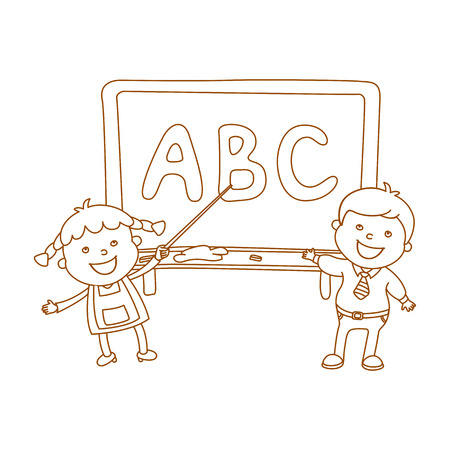 Illustration of Kids Holding Giant Letters abcのイラスト素材
