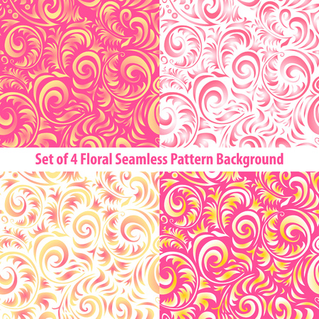 Seamless floral backgrounds  Set of vector patterns with pinkのイラスト素材