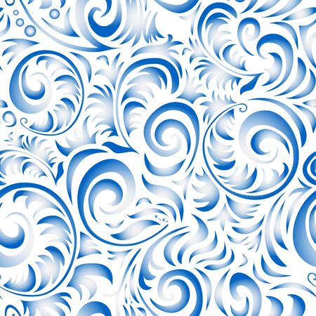 Traditional Russian vector seamless pattern in gzhel style. Can be used for banner, card, poster, invitation, label, menu, page decoration or web design artのイラスト素材