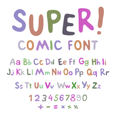 Wow. Creative high detail font for your design. The alphabet in the style of comics. Graphics pop - art on transparent background. Bright cartoon comic. 3d letters.のイラスト素材