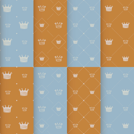 Hand drawn crown on red background seamless pattern. artのイラスト素材
