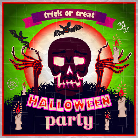 Halloween Party design template for card-poster-flyer, vector illustration. artのイラスト素材