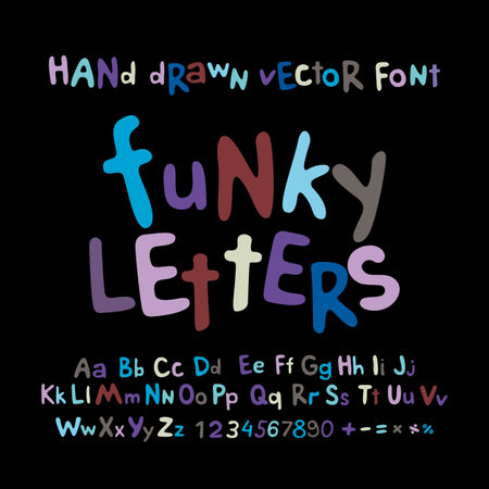 ABC alphabet funky letters children fun colorful set cartoon artのイラスト素材