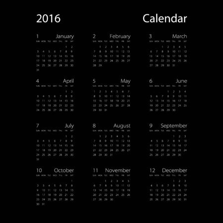 calendar for 2016 on black background.のイラスト素材