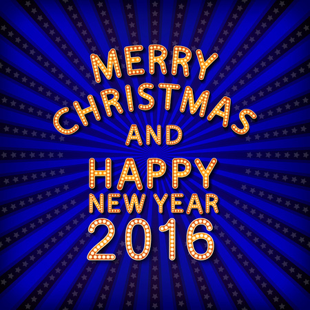 Neon sign. Merry christmas and firework art retro vintageのイラスト素材