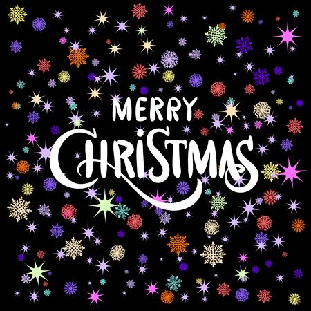Vintage Christmas And New Year Typographical Background On Blackboard With Chalk artのイラスト素材