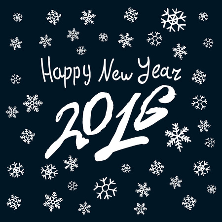 Happy New 2016 Year. Holiday Vector Illustration With Lettering Composition with burst artのイラスト素材