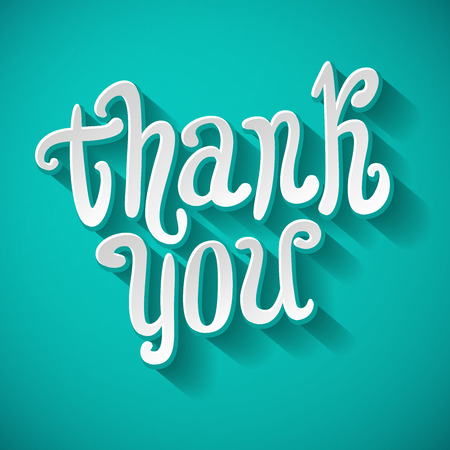 thank you, handwritten text with shadow on striped cardboard artのイラスト素材