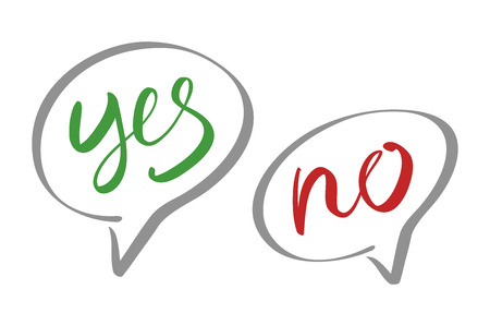 Yes No speech bubbles vector lettering artのイラスト素材