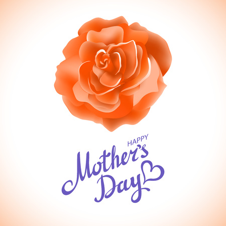 Orange rose. Happy Mothers Day Beautiful Blooming orange Rose Flowers. EPS 10 vector. artのイラスト素材