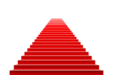 Stairs covered with red carpet. Scene illuminated by a spotlight artのイラスト素材