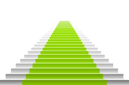 Stairs with a green carpet. staircase with green carpet. art vector carpet stairsのイラスト素材