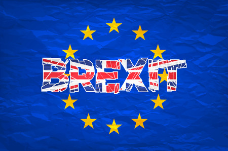 Brexit. Flags of the United Kingdom and the European Union to illustrate possible exit of Great Britain from the EU art vectorのイラスト素材